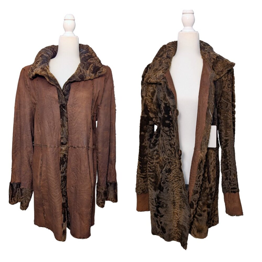 Auburn Brown Lamb Shearling Two-in-One Jacket M/L - Picture 5 of 16